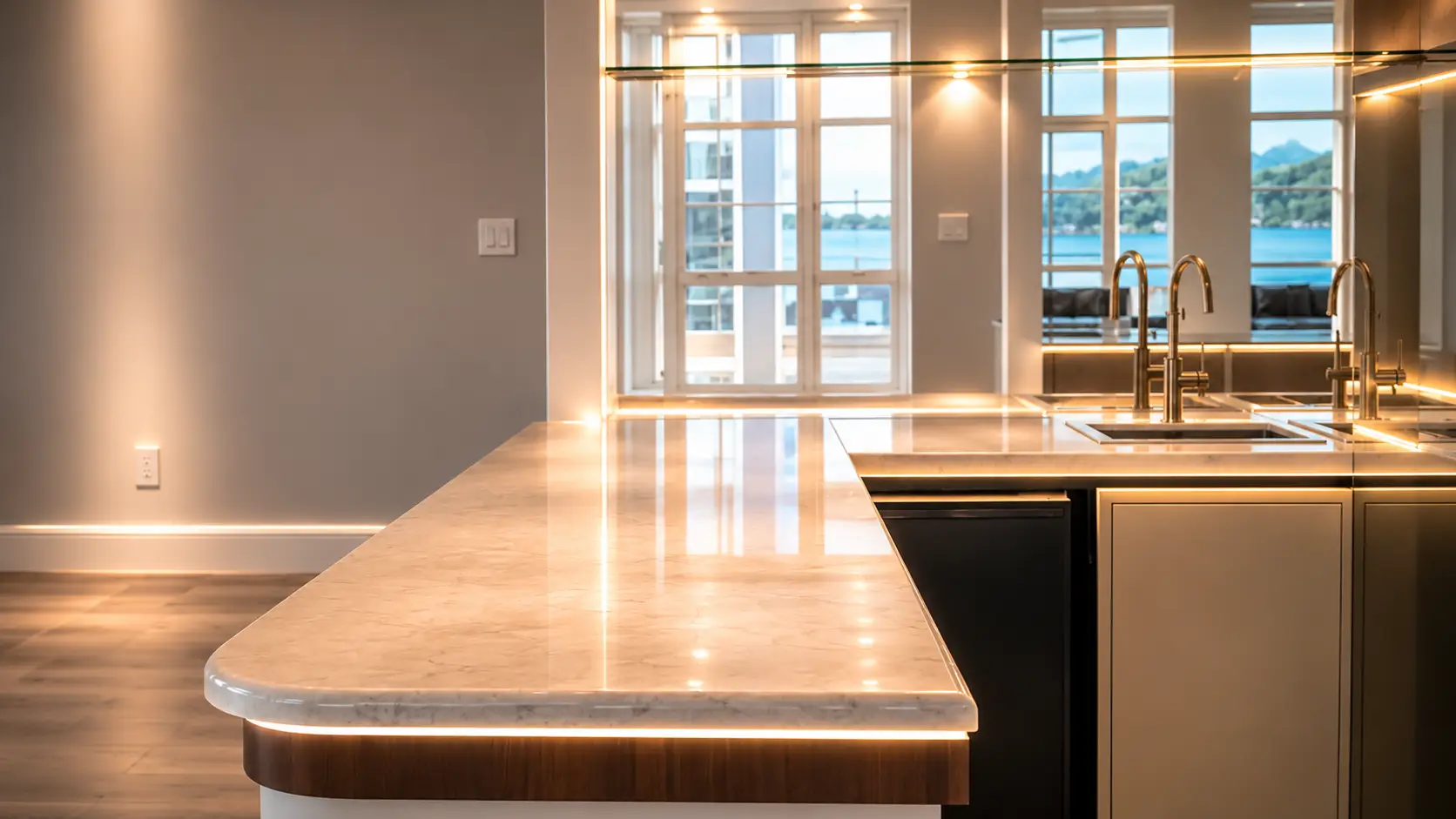 counter lights miami beach Modern LED under-cabinet and countertop lighting installation