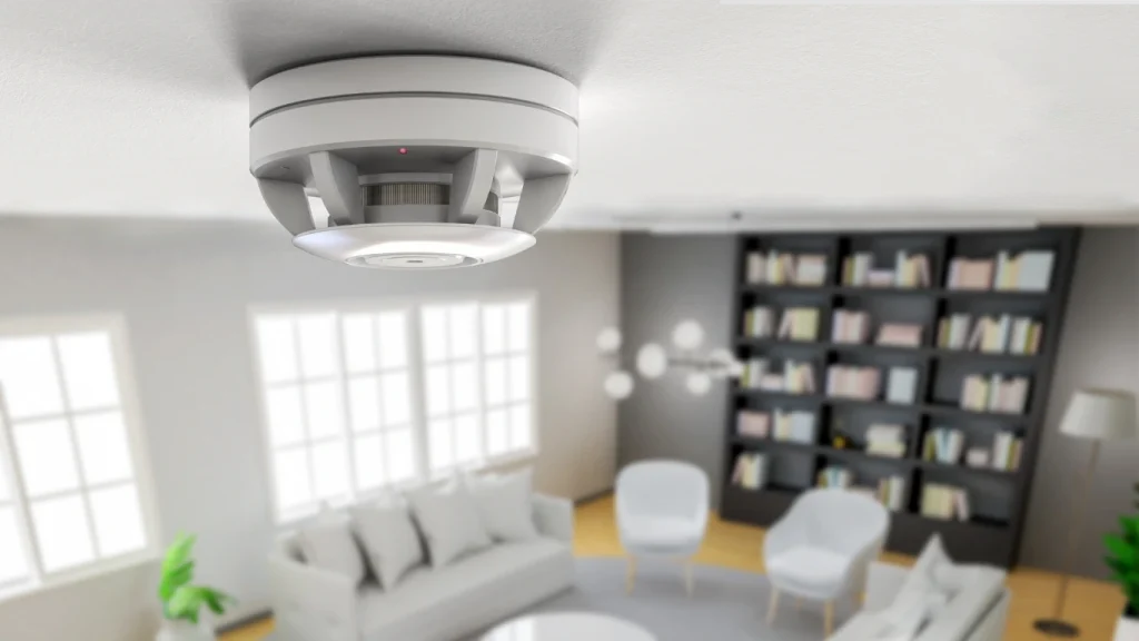 smoke detector smoke detector installed in a livingroom